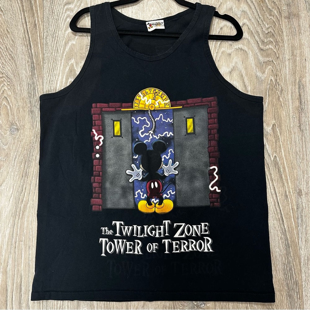 Vintage Disney Black Tank Top - Twilight Zone Tower of Terror